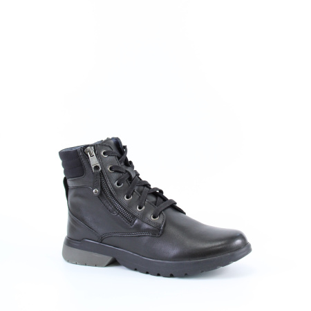 Ботинки чёрные кожаные с замком и шнурком MARCO TOZZI 